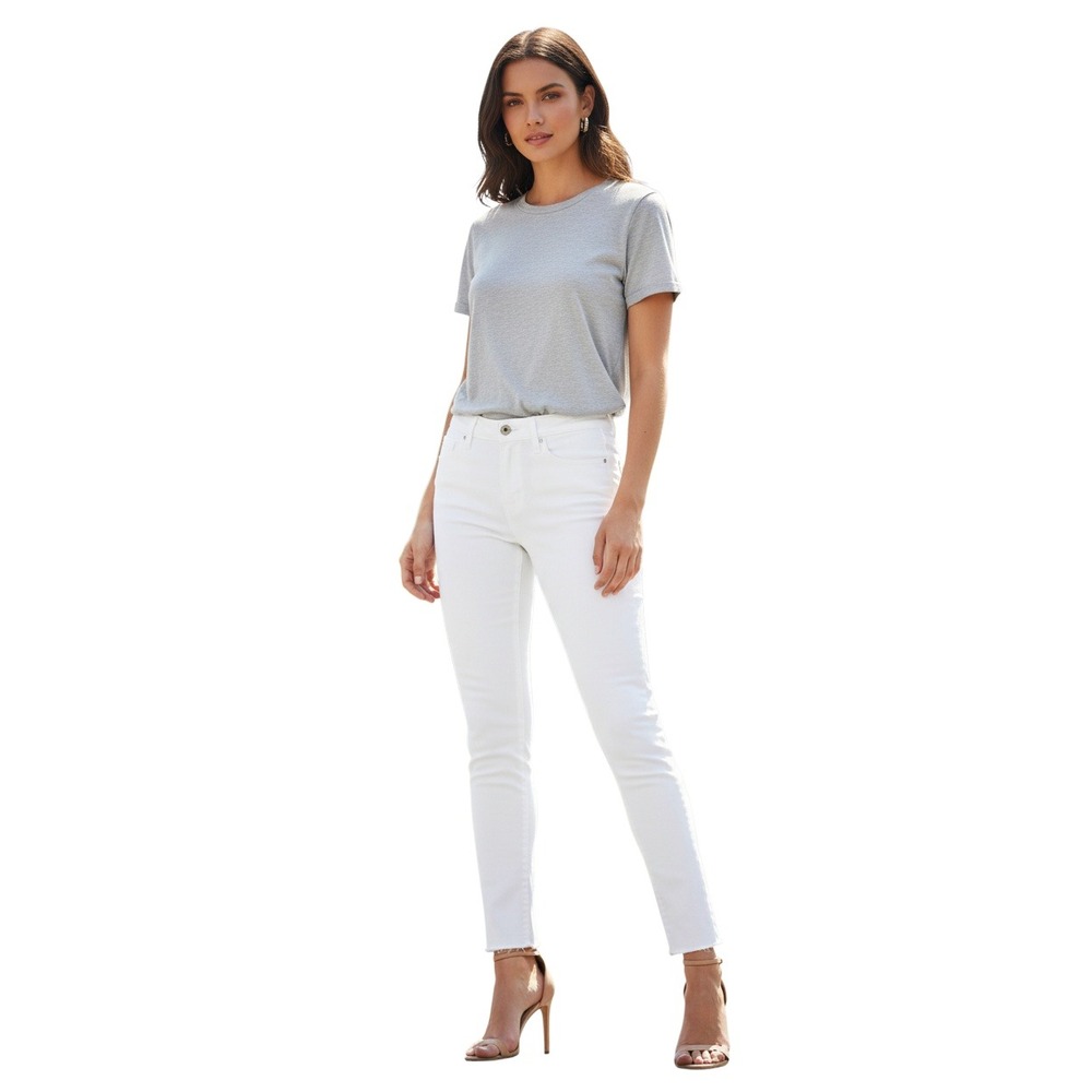 MOTHER The Looker Ankle Fray Staying Alive Ivory White Jeans 26 NWOT $238 Cream